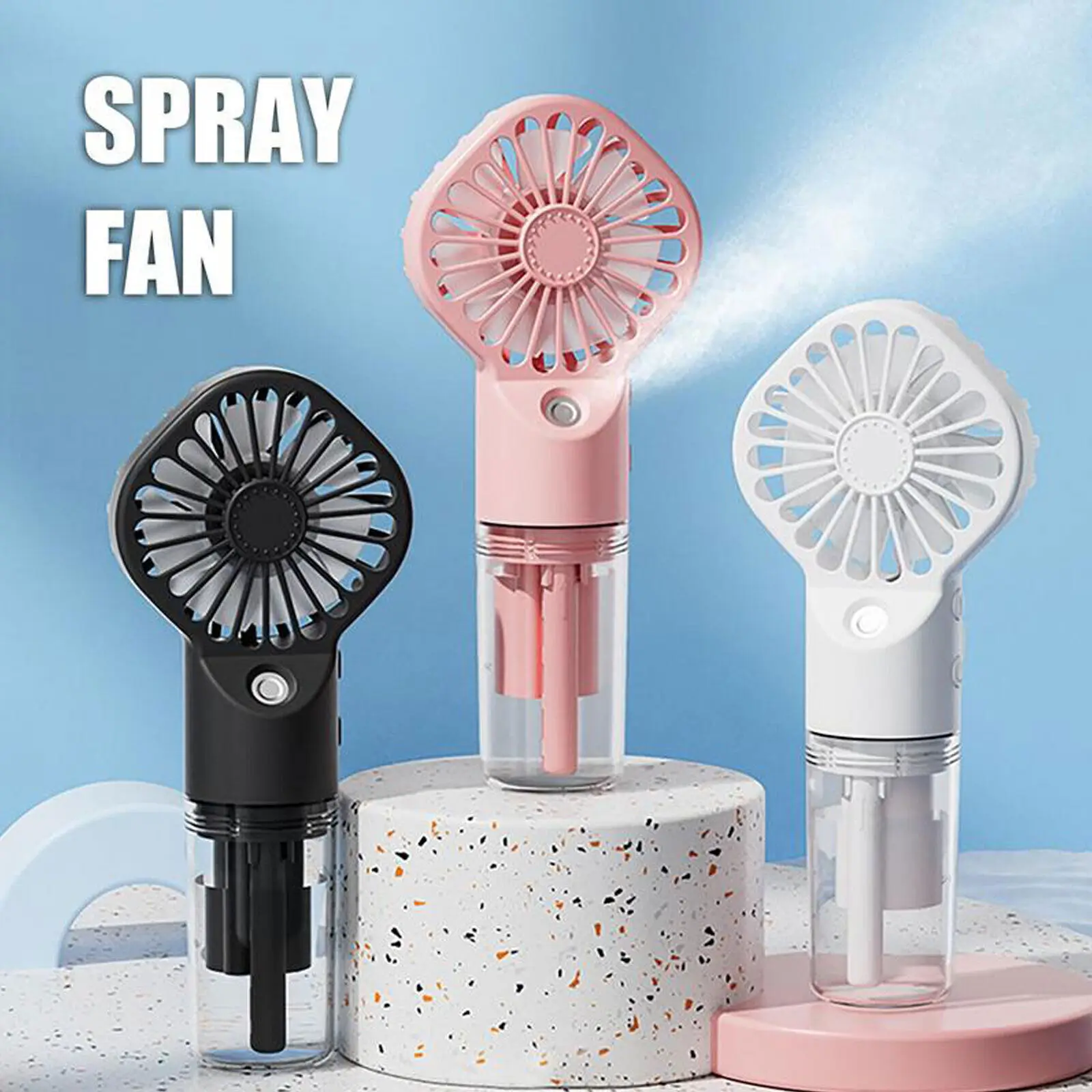 Portable Hand Held Water Spray USB Cooling Fan- Multicolor