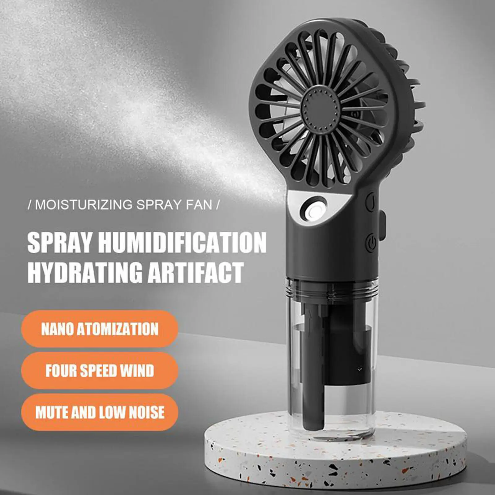 Portable Hand Held Water Spray USB Cooling Fan- Multicolor