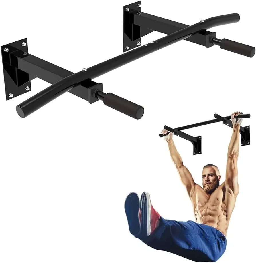 Wall Mounted Pull Up Chin Up Bar- Foam Grip (Black)