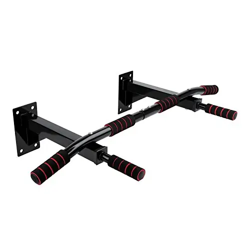Wall Mounted Pull Up Chin Up Bar- Foam Grip (Black)