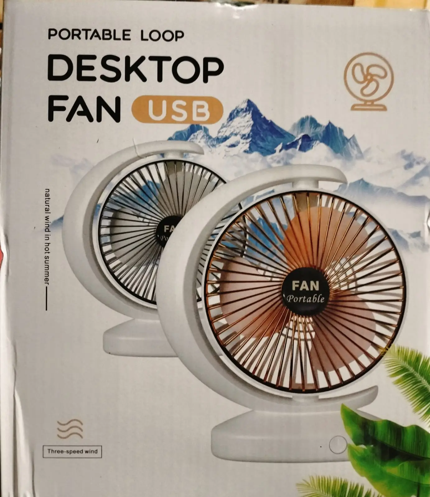 Portable Loop Desktop USB Port Fan- Multicolor