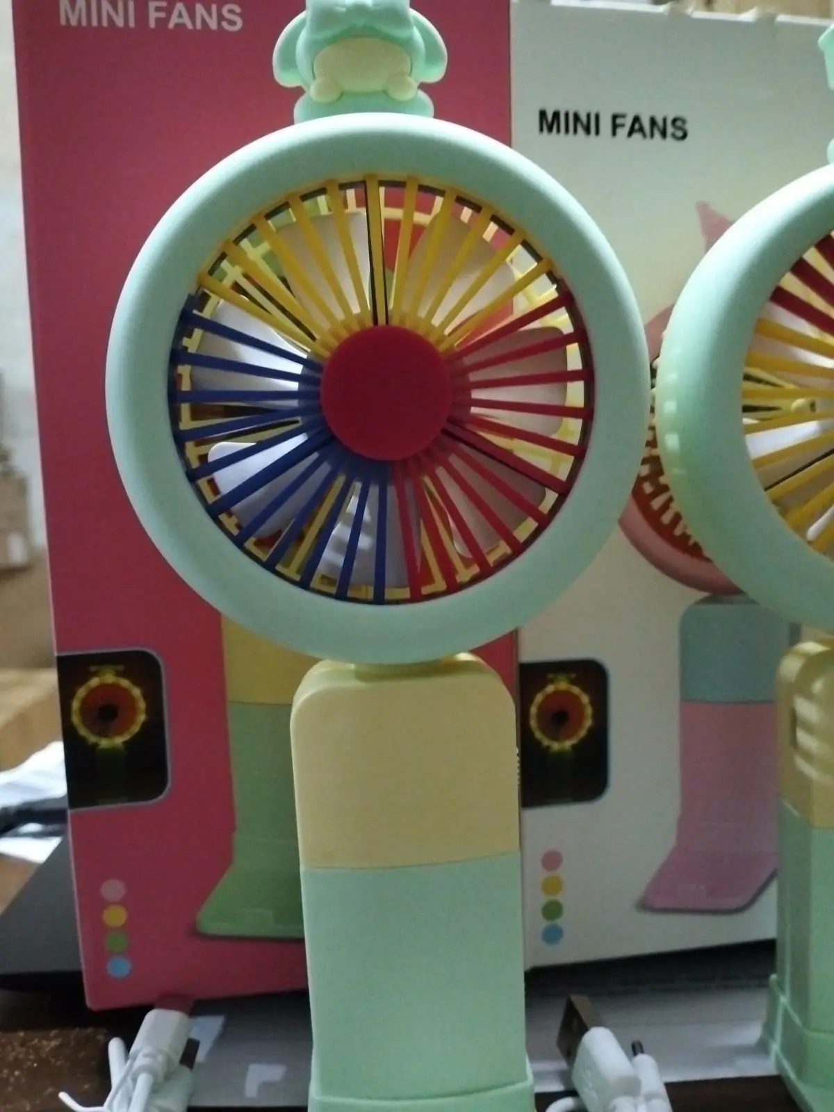 Mini fan and Cell Phone Holder with colorful light- Multicolor