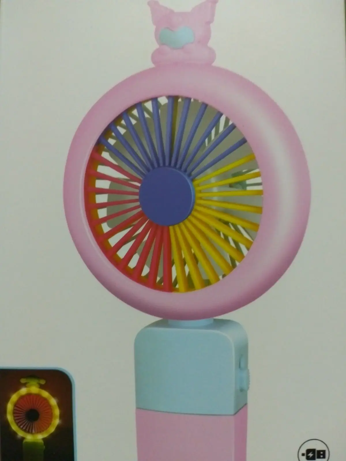 Mini fan and Cell Phone Holder with colorful light- Multicolor