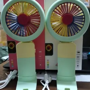 Mini fan and Cell Phone Holder with colorful light- Multicolor
