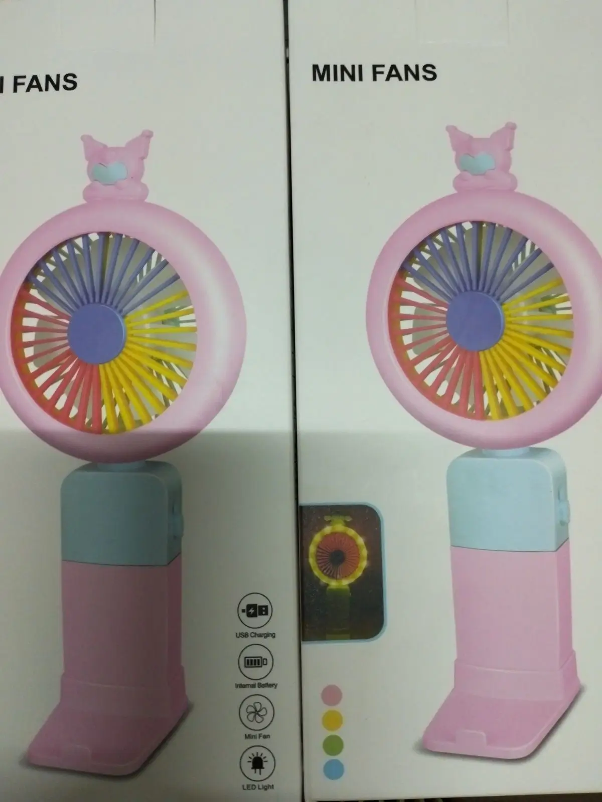 Mini fan and Cell Phone Holder with colorful light- Multicolor