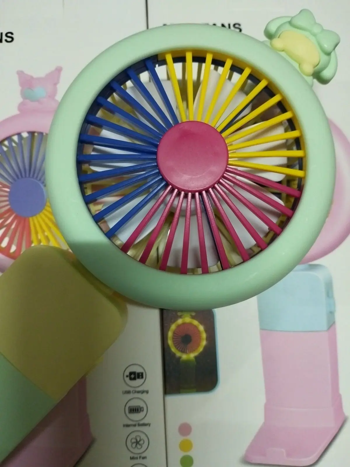 Mini fan and Cell Phone Holder with colorful light- Multicolor