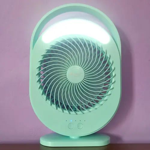 Desktop Fan With LED Light Portable Rechargeable- Multicolor