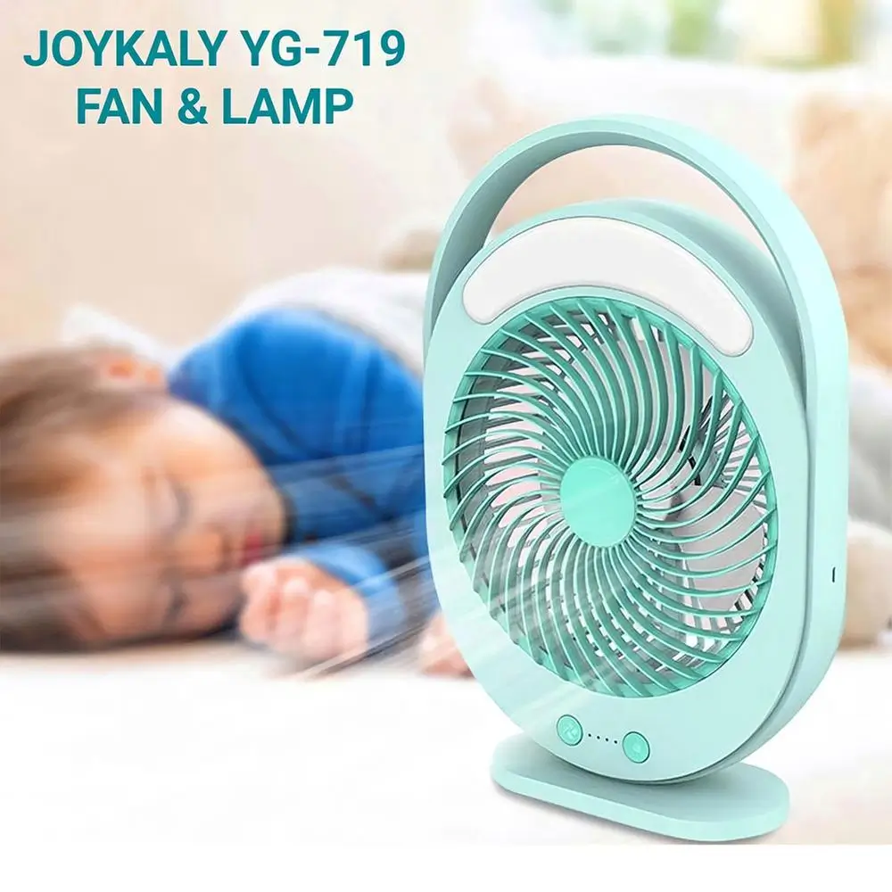 Desktop Fan With LED Light Portable Rechargeable- Multicolor