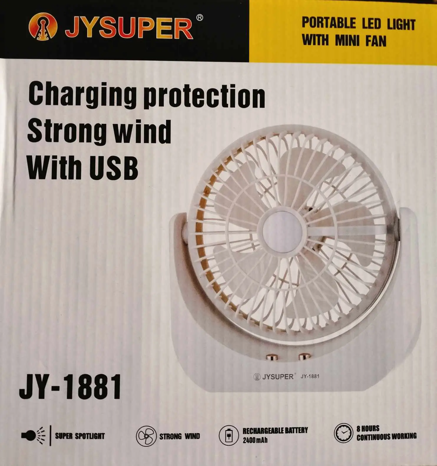 Portable USB Mini Fan With LED Light- MultiColor