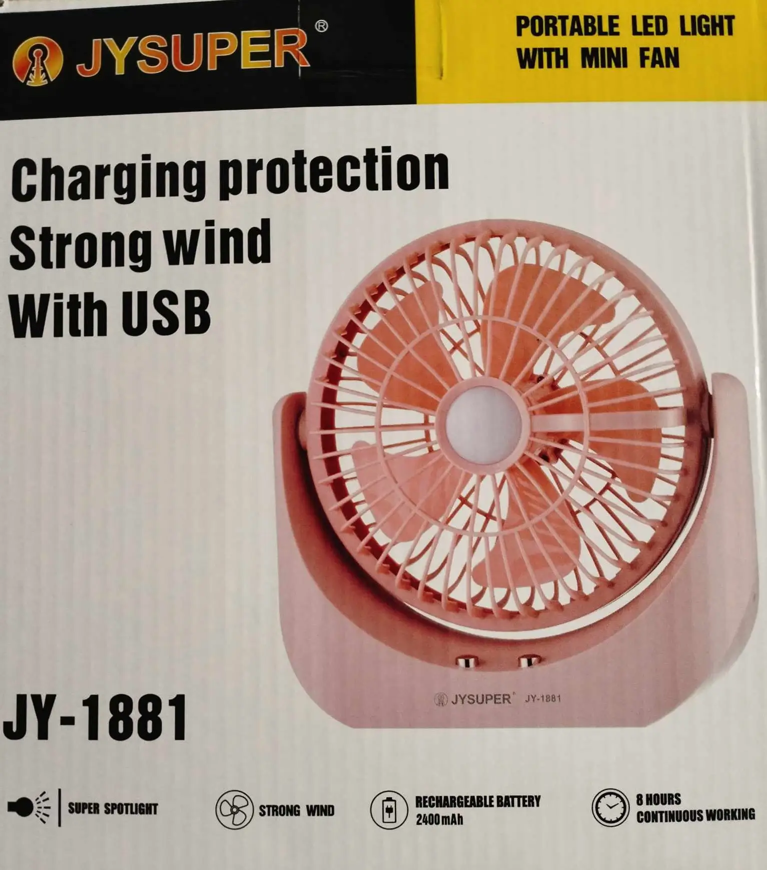 Portable USB Mini Fan With LED Light- MultiColor