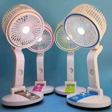 Folding Fan With LED Light Multifunction Rechargeable - Multicolor