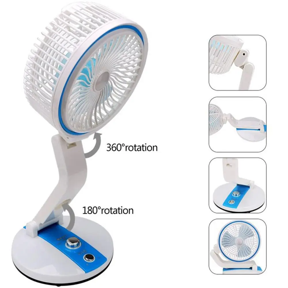 Folding Fan With LED Light Multifunction Rechargeable - Multicolor