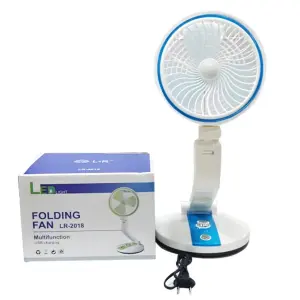 Folding Fan With LED Light Multifunction Rechargeable - Multicolor