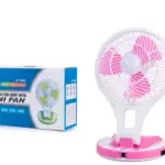 Portable Rechargeable Fan With LED Light- MultiColor