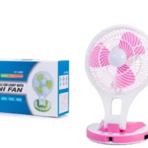 Portable Rechargeable Fan With LED Light- MultiColor