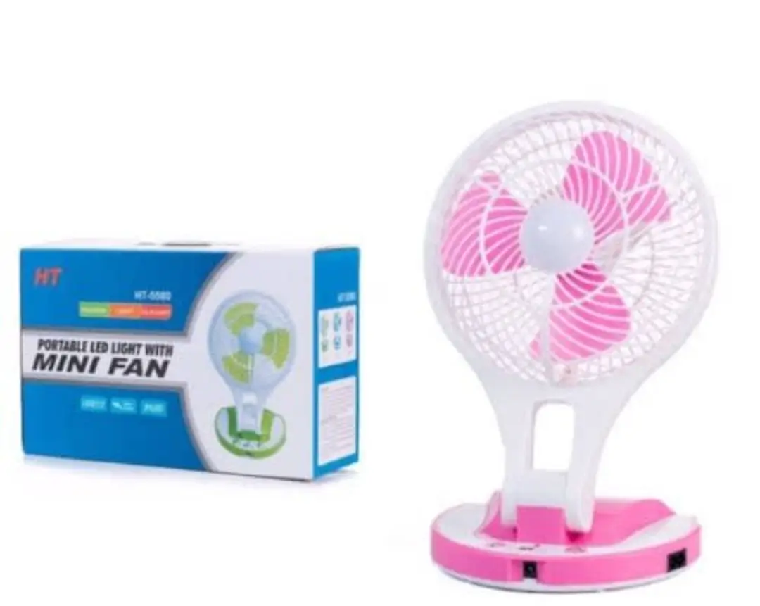 Portable Rechargeable Fan With LED Light- MultiColor