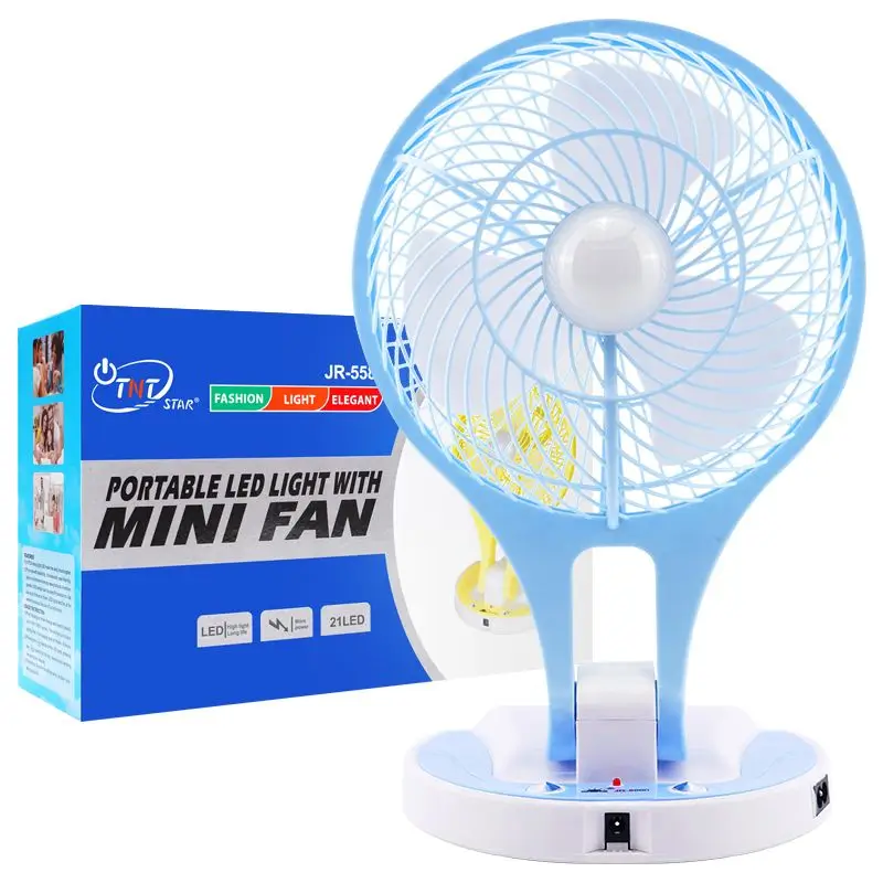 Portable Rechargeable Fan With LED Light- MultiColor