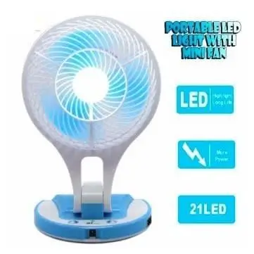 Portable Rechargeable Fan With LED Light- MultiColor