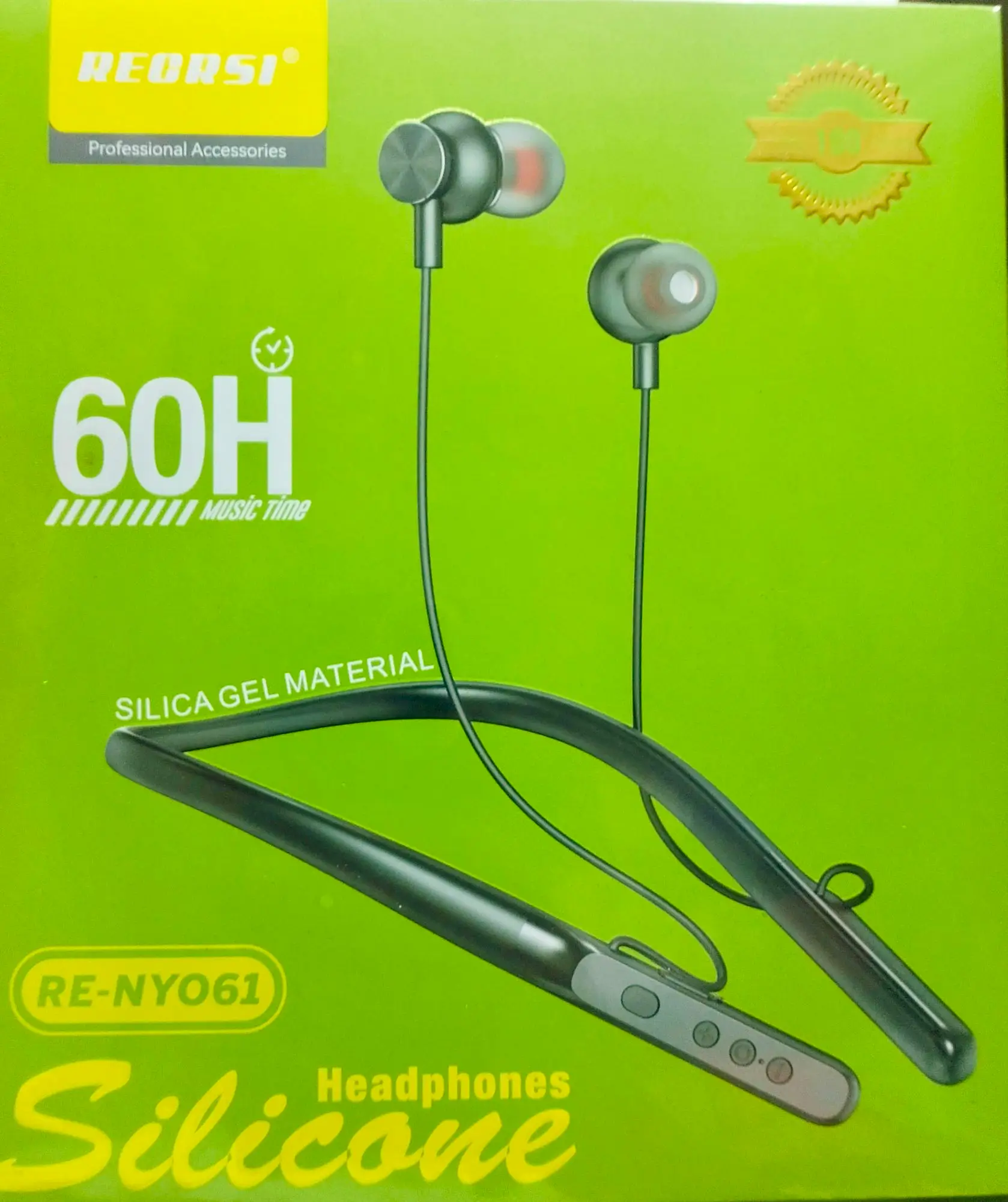 RECRSI Silica Gel Material 60H Bluetooth Neckband RE-NY061- Multicolor