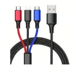 Fast Charging data cable- Metal Braid 3 in 1