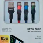 Fast Charging data cable- Metal Braid 3 in 1