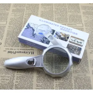 Hand-held Magnifiers with 6 LED Umbrella-type Magnifier Lens Illuminated Pocket Magnifier- 4X 75mm