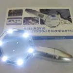Hand-held Magnifiers with 6 LED Umbrella-type Magnifier Lens Illuminated Pocket Magnifier- 4X 75mm