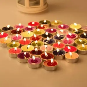 Multicolor Chinese Classic Round Shape Decoration Floating Candle- 10pcs