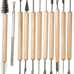 Clay Ceramic & Sculpture/ Clay Tool/ Pottery Tools Set Wood Handle & Steel Finish Art & Craft- 11piece