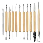 Clay Ceramic & Sculpture/ Clay Tool/ Pottery Tools Set Wood Handle & Steel Finish Art & Craft- 11piece