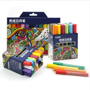 STA Acrylic Paint Marker Pen/ Medium Point Tip Art Markers For DIY Glass, Ceramic, Rock, Wood, Canvas, Metal, Fabric/ Highly Pigmented Acrylic Pens- 12/24 colors