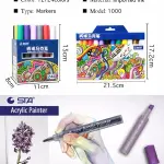 STA Acrylic Paint Marker Pen/ Medium Point Tip Art Markers For DIY Glass, Ceramic, Rock, Wood, Canvas, Metal, Fabric/ Highly Pigmented Acrylic Pens- 12/24 colors