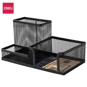 MESH DESK ORGANIZER 3 COMPARTMENTS (BLACK)