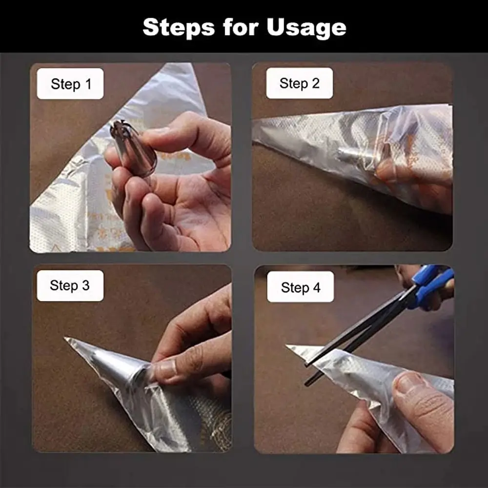 Disposable Pastry Bags Cake Cream Decoration/ Kitchen Icing Food Preparation Bags/ Cup Cake Piping Tools Baking Accessories- 10pcs