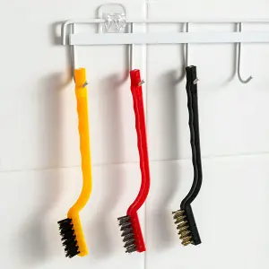 Stainless Steel Brush Brass Cleaning/ Brush Polishing Rust Remover Metal Wire Brush Cleaning Tool Family- 3pcs Set (7inches)