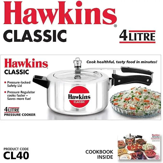 Hawkins Classic Aluminum Pressure Cooker | CL40 | 4L