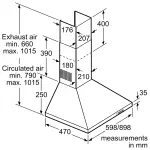 BOSCH Series 2 wall-mounted Chimney hood, 90cm | DWP94CC50T