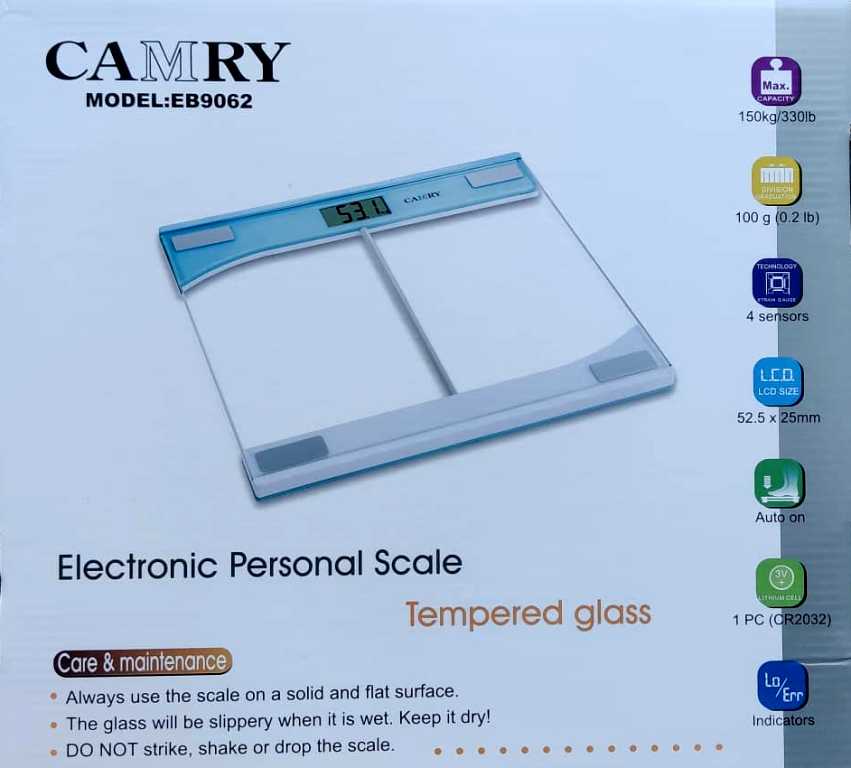 Camry EB9062 Electronic Personal Scale- Tempered Glass