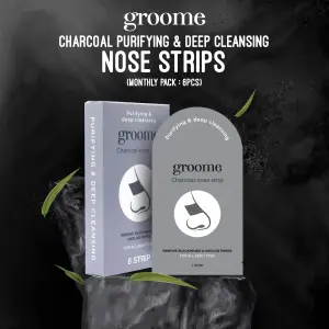 Groome Black Head Remover Charcoal Nose strips (Monthly Pack) 6pcs