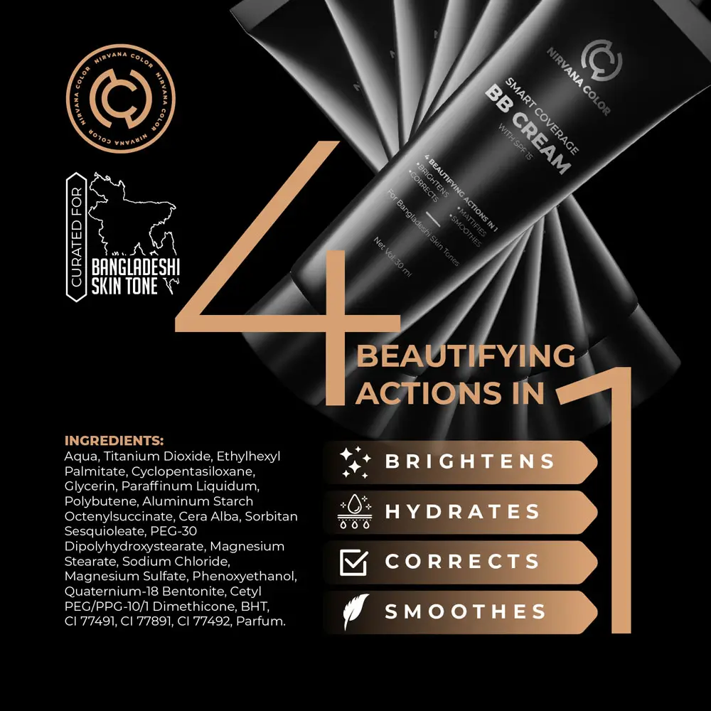 Nirvana Color Smart Coverage Bb Cream With Spf 15- Medium (30ml)