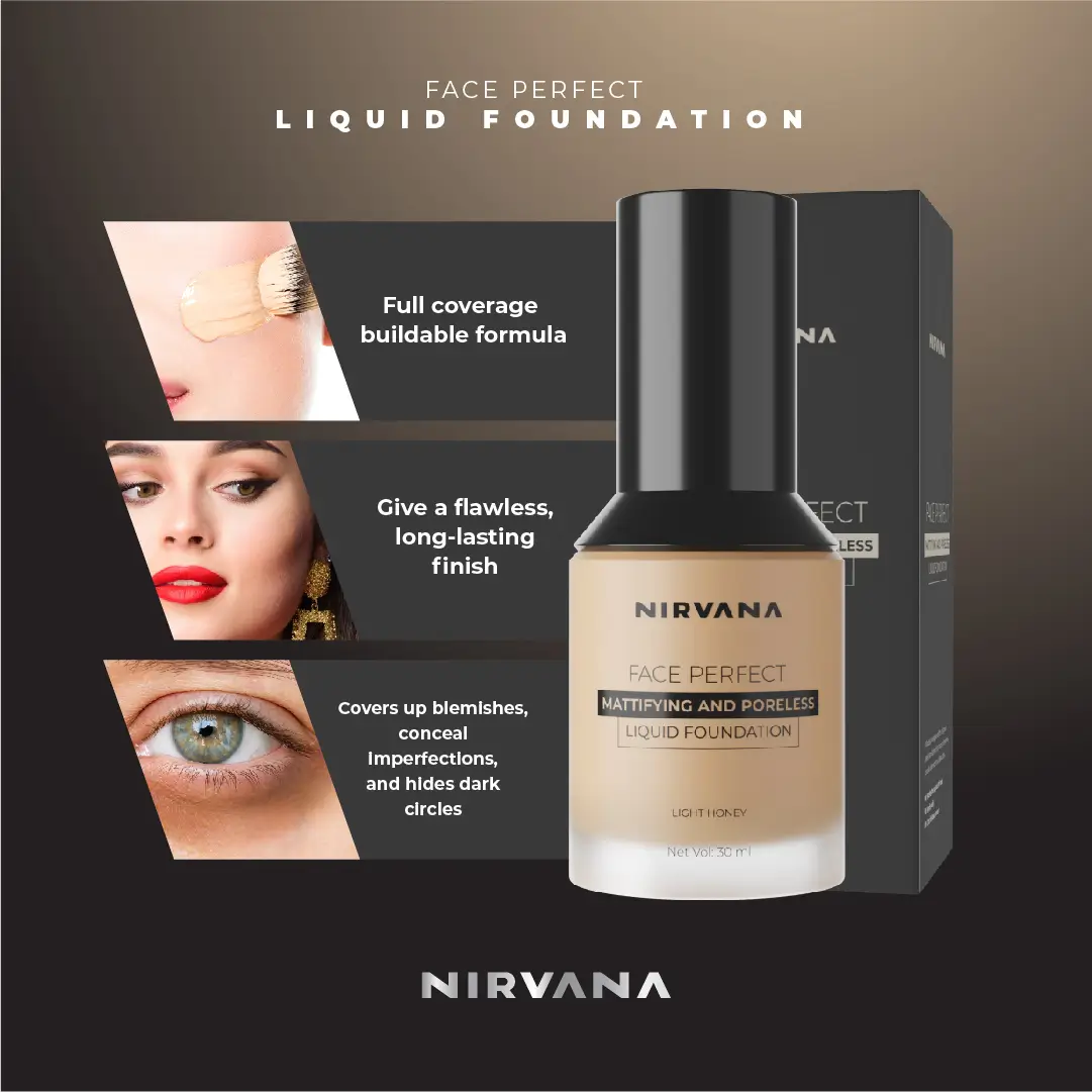 Nirvana Color Face Perfect Liquid Foundation- Light Honey F04 (30ml)