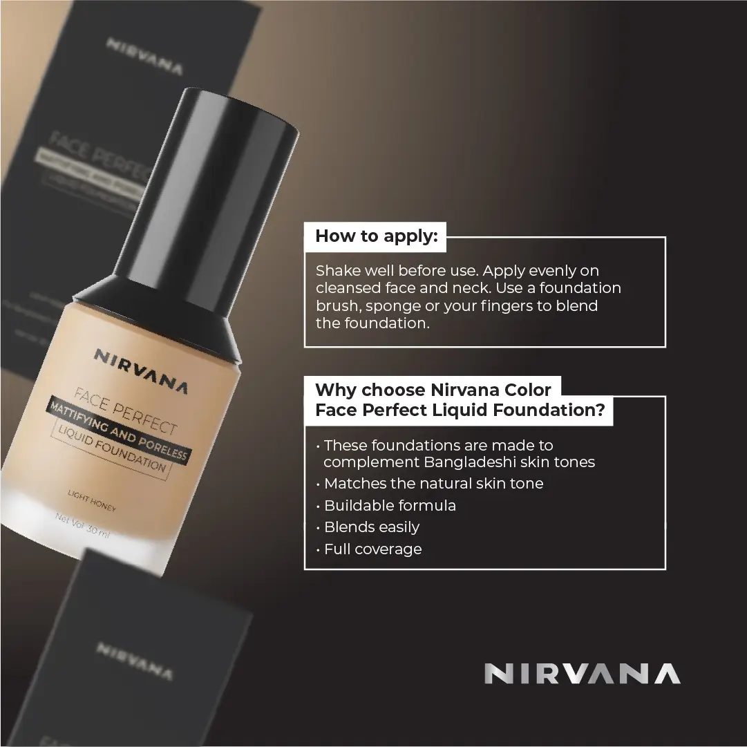 Nirvana Color Face Perfect Liquid Foundation- Light Honey F04 (30ml)