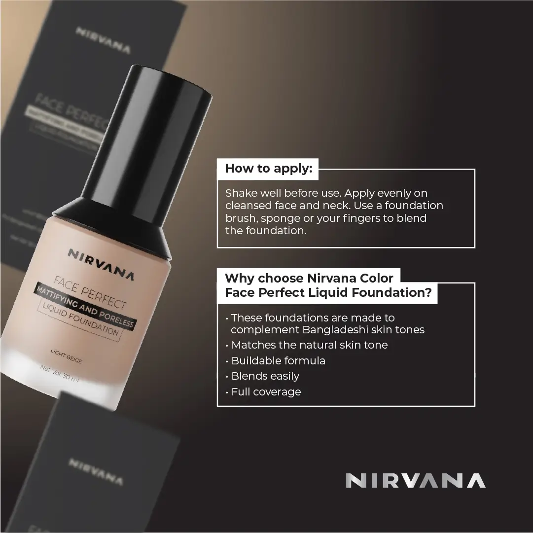 Nirvana Color Face Perfect Liquid Foundation- Light Beige F02 (30ml)