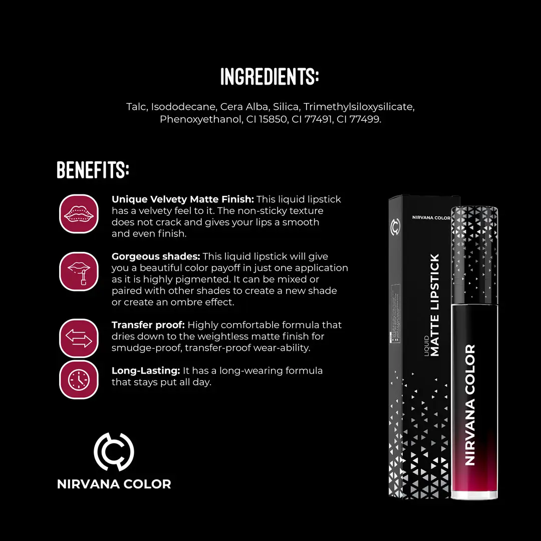 Nirvana Color Liquid Matte Lipstick- Sweet Raisin (5ml)