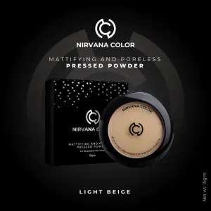 Nirvana Color Mattifying and Poreless Pressed Powder (Light Beige)- 15gm