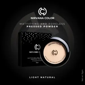 Nirvana Color Mattifying and Poreless Pressed Powder (Light Natural)- 15gm